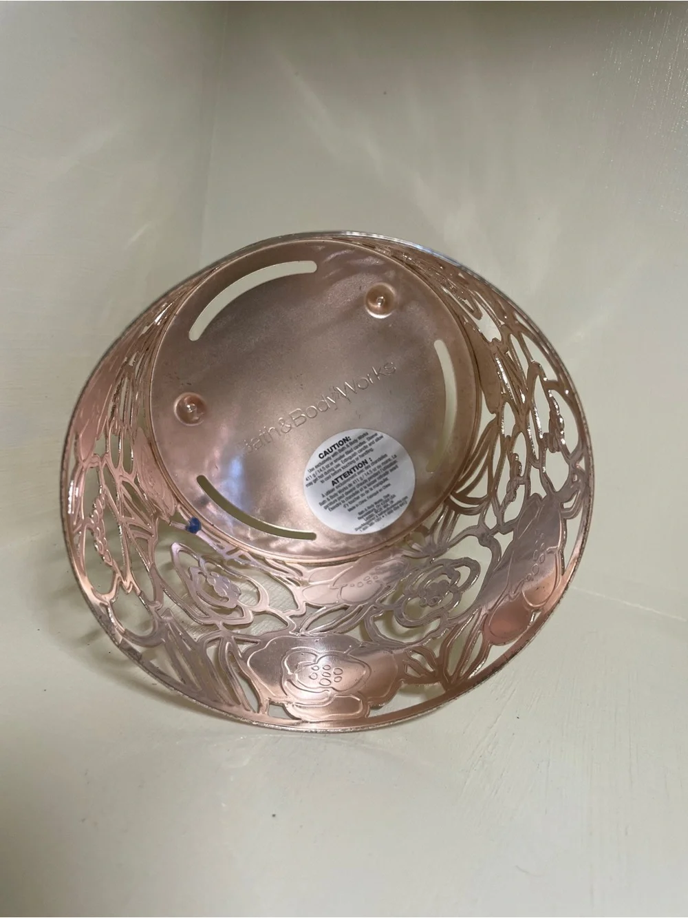 Rose Gold Floral Cutout Candle Holder with Glitter Accents by BBW